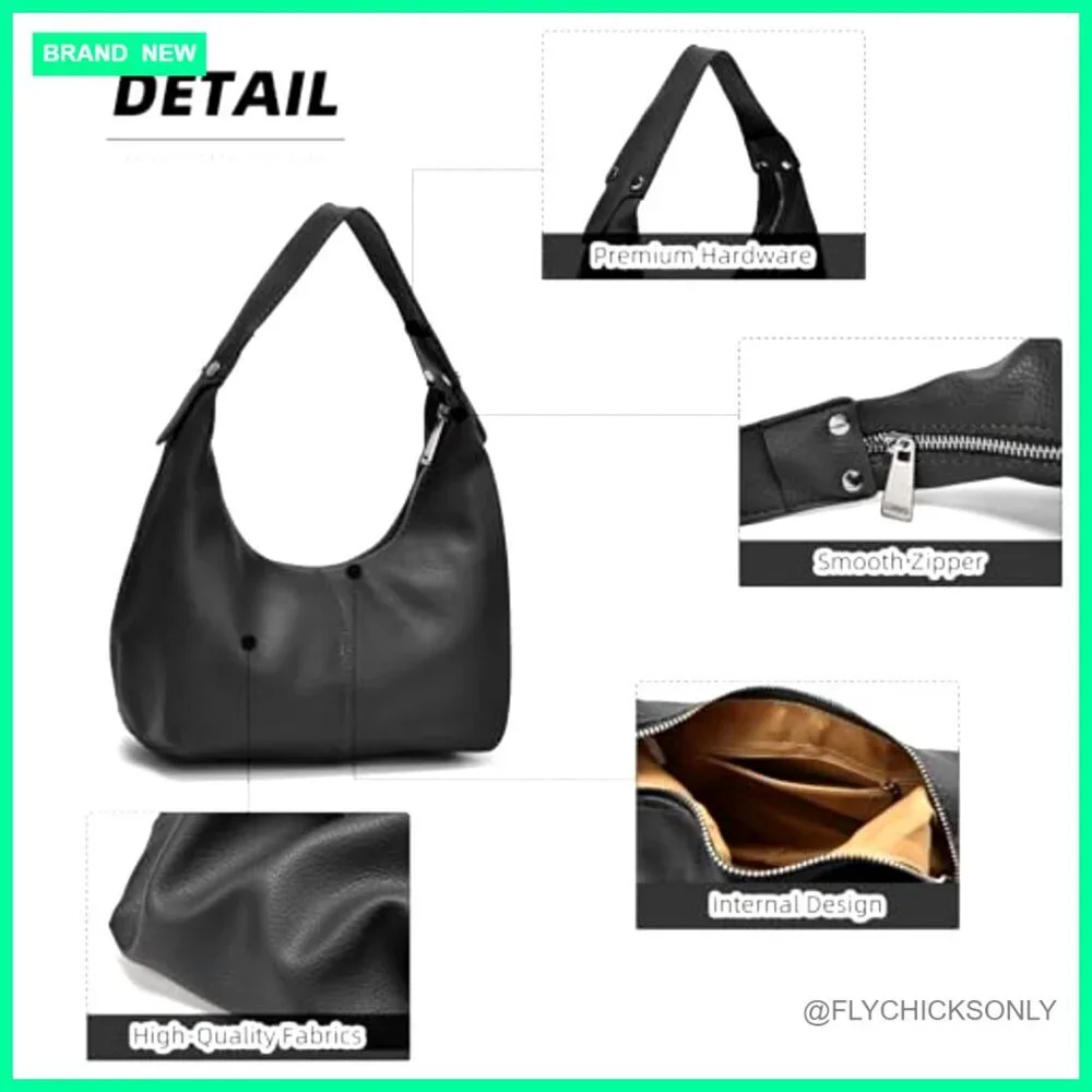 Medium Crossbody Hobo Bag with Zipper Closure and Shoulder Strap